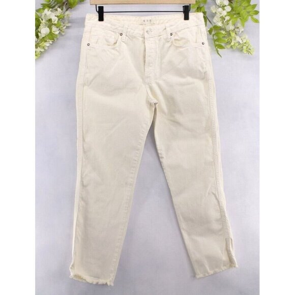 We The Free Woman's Denim Cream Boyfriend Jeans Button Fly Raw Hem Size 29 - Picture 1 of 6